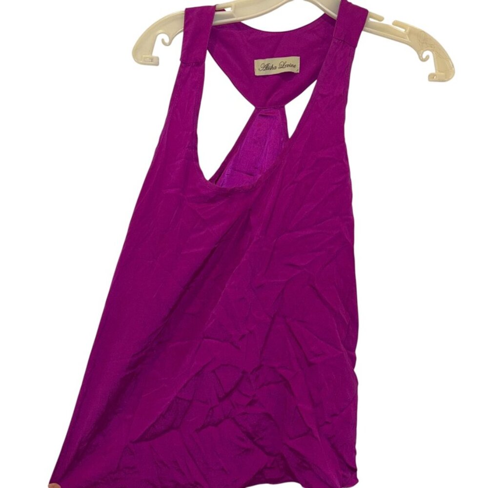 Alisha Levine bright Fuschia 100% silk racer back tank top S